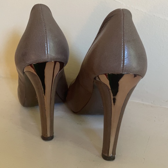 Dark Beige BCBG Peep Toe Pumps - Picture 4 of 5